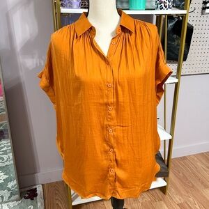 ✨NEW✨Jodifl Satin Mustard Button-Up Women's Top!